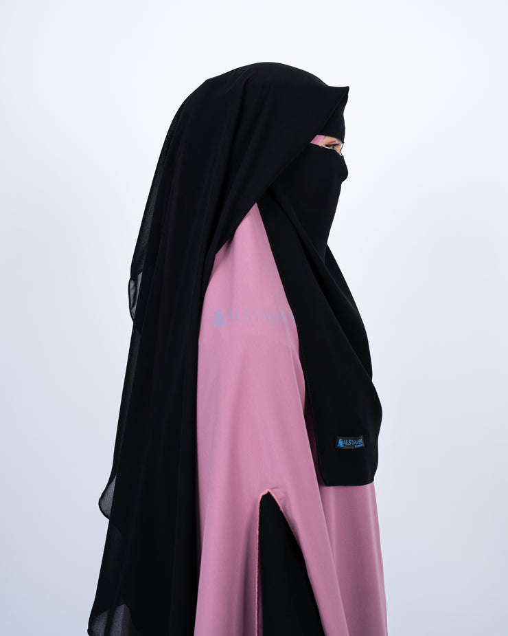 Alsyahra Exclusive Niqab Yaman Nose String Sifon Silk Jetblack
