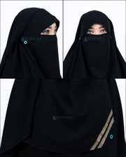 Alsyahra Exclusive Niqab Yaman Poni Kancing Raudhah Kiswah Sifon Silk Jetblack