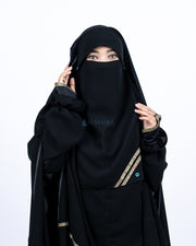 Alsyahra Exclusive Niqab Yaman Poni Kancing Raudhah Kiswah Sifon Silk Jetblack