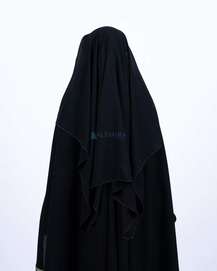 Alsyahra Exclusive Niqab Yaman Poni Kancing Raudhah Kiswah Sifon Silk Jetblack