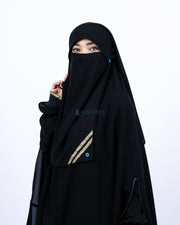 Alsyahra Exclusive Niqab Yaman Poni Kancing Raudhah Kiswah Sifon Silk Jetblack