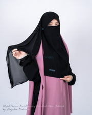 Niqab Yaman Poni Kancing Raudhah Sifon Jetblack by Alsyahra Exclusive