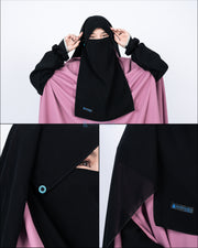 Niqab Yaman Poni Kancing Raudhah Sifon Jetblack by Alsyahra Exclusive