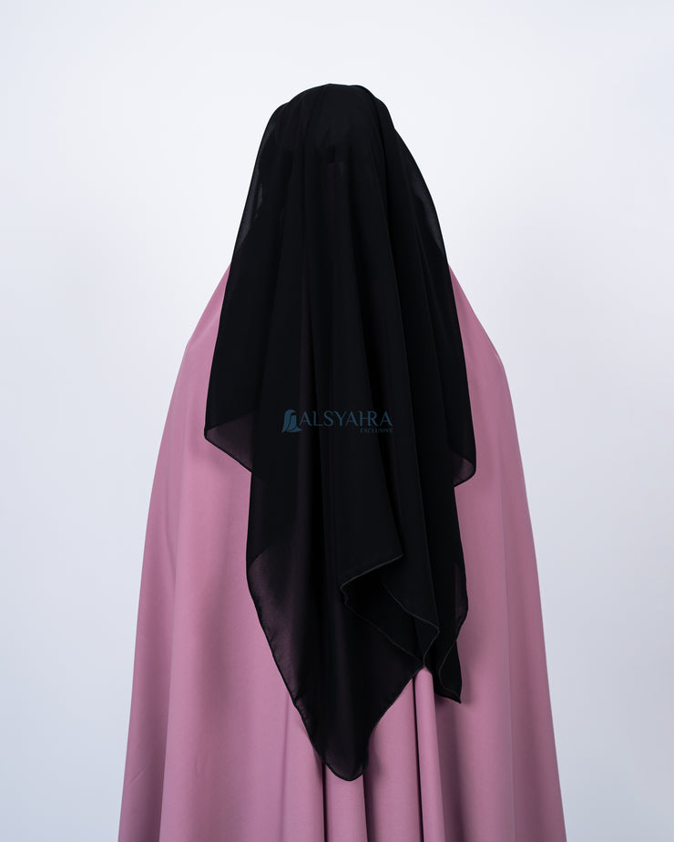 Niqab Yaman Poni Kancing Raudhah Sifon Jetblack by Alsyahra Exclusive