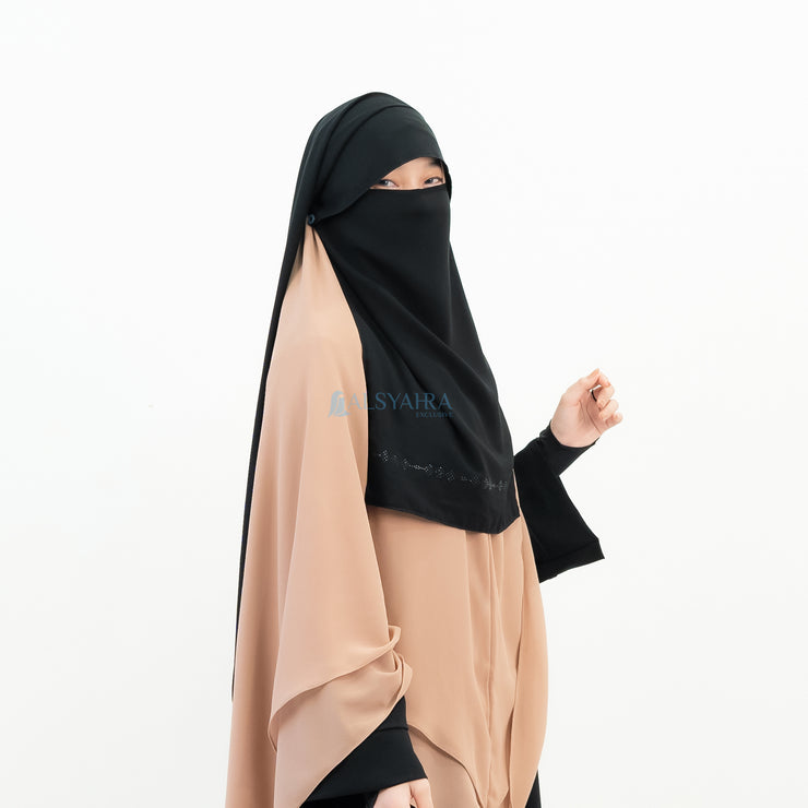 Alsyahra Exclusive Niqab Yaman Poni Raudhah Anatolia Sifon Silk Jetblack