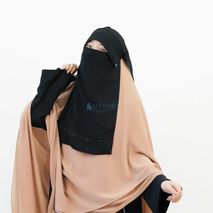 Alsyahra Exclusive Niqab Yaman Poni Raudhah Anatolia Sifon Silk Jetblack