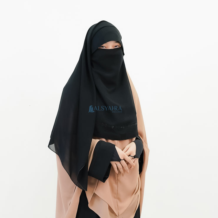 Alsyahra Exclusive Niqab Yaman Poni Raudhah Anatolia Sifon Silk Jetblack