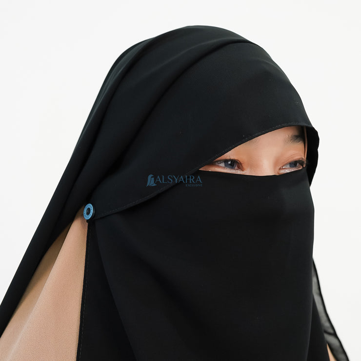Alsyahra Exclusive Niqab Yaman Poni Raudhah Anatolia Sifon Silk Jetblack