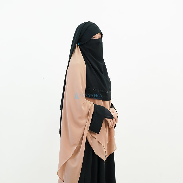 Alsyahra Exclusive Niqab Yaman Poni Raudhah Anatolia Sifon Silk Jetblack