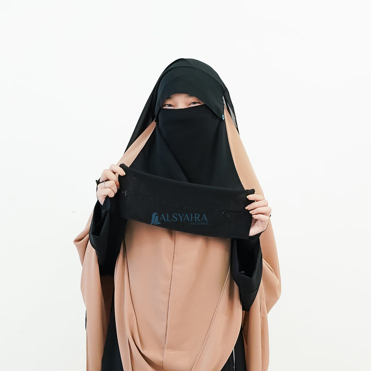 Alsyahra Exclusive Niqab Yaman Poni Raudhah Anatolia Sifon Silk Jetblack