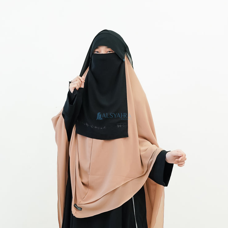 Alsyahra Exclusive Niqab Yaman Poni Raudhah Anatolia Sifon Silk Jetblack