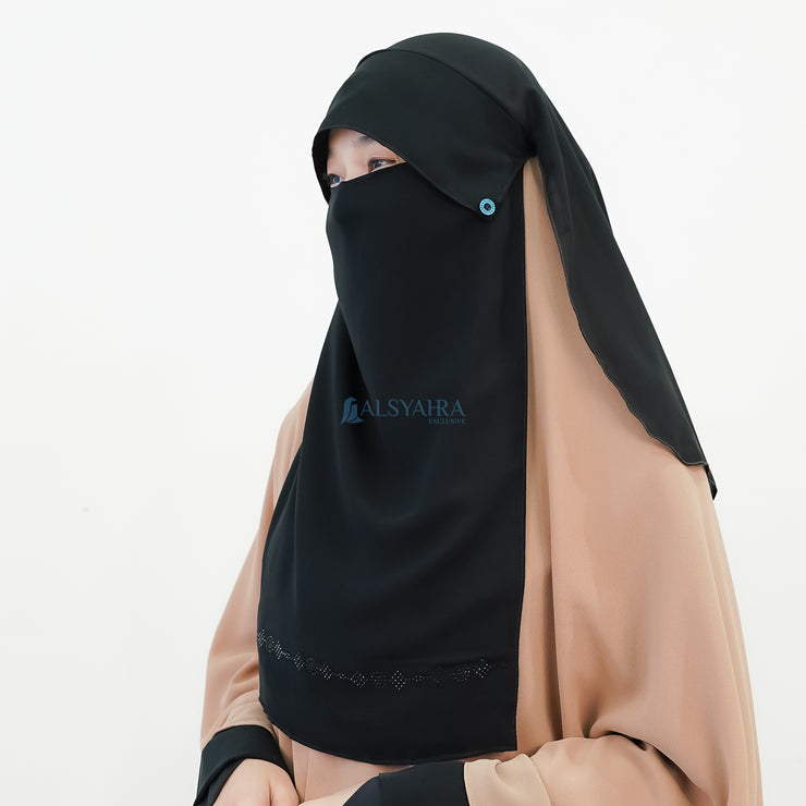 Alsyahra Exclusive Niqab Yaman Poni Raudhah Anatolia Sifon Silk Jetblack