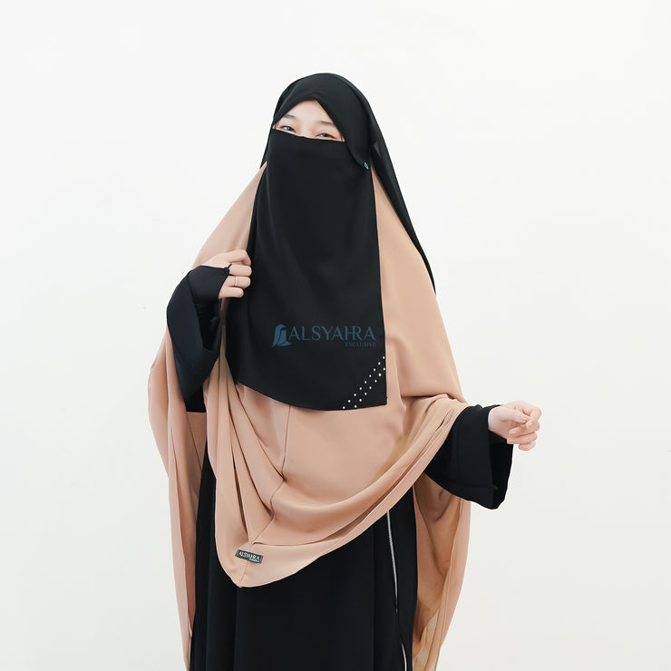 Alsyahra Exclusive Niqab Yaman Poni Raudhah Andalusia Sifon Silk Jetblack
