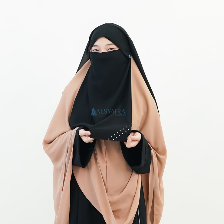 Alsyahra Exclusive Niqab Yaman Poni Raudhah Andalusia Sifon Silk Jetblack