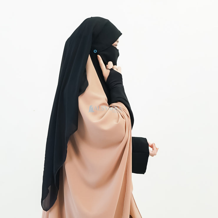 Alsyahra Exclusive Niqab Yaman Poni Raudhah Andalusia Sifon Silk Jetblack