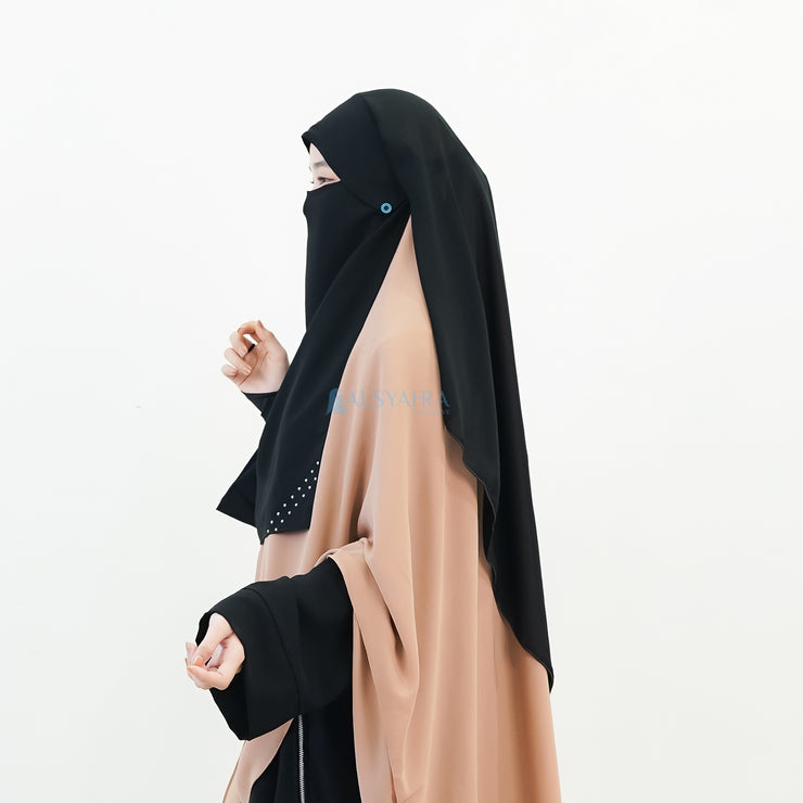 Alsyahra Exclusive Niqab Yaman Poni Raudhah Andalusia Sifon Silk Jetblack