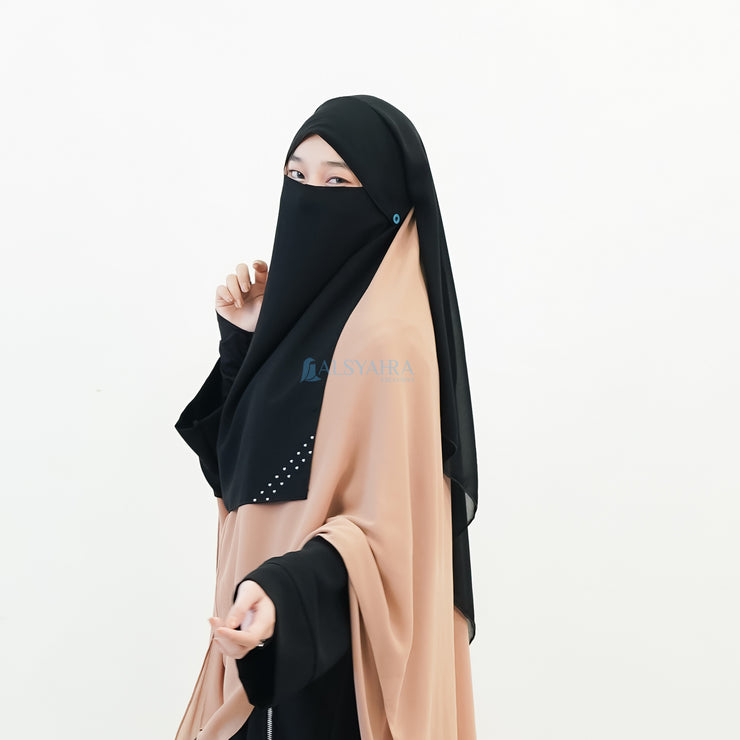 Alsyahra Exclusive Niqab Yaman Poni Raudhah Andalusia Sifon Silk Jetblack