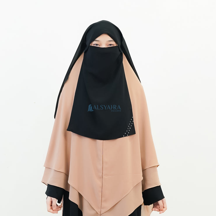 Alsyahra Exclusive Niqab Yaman Poni Raudhah Andalusia Sifon Silk Jetblack