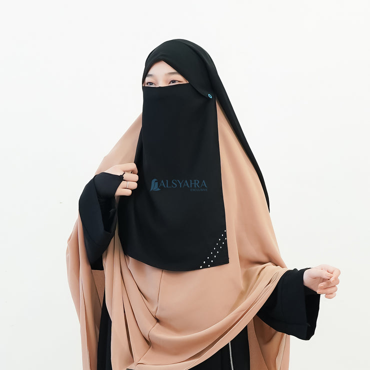 Alsyahra Exclusive Niqab Yaman Poni Raudhah Andalusia Sifon Silk Jetblack