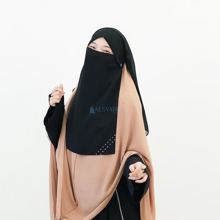 Alsyahra Exclusive Niqab Yaman Poni Raudhah Andalusia Sifon Silk Jetblack
