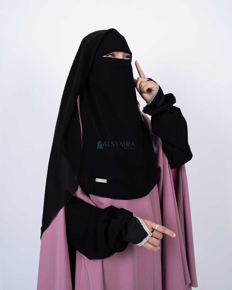 Niqab New Yaman Poni Sifon Jetblack Alsyahra Exclusive