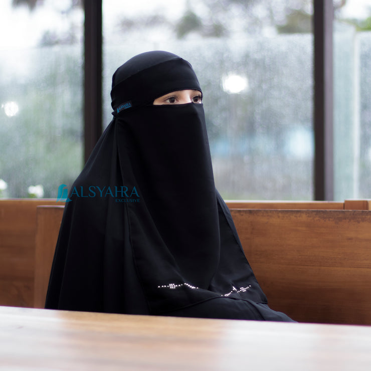 Niqab Bandana Alhajr Sifon Jetblack Alsyahra Exclusive