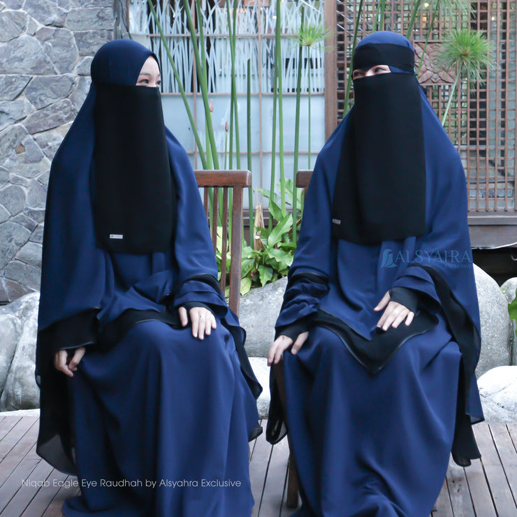 Niqab Bandana Eagle Eye Raudhah Sifon Jetblack Alsyahra Exclusive