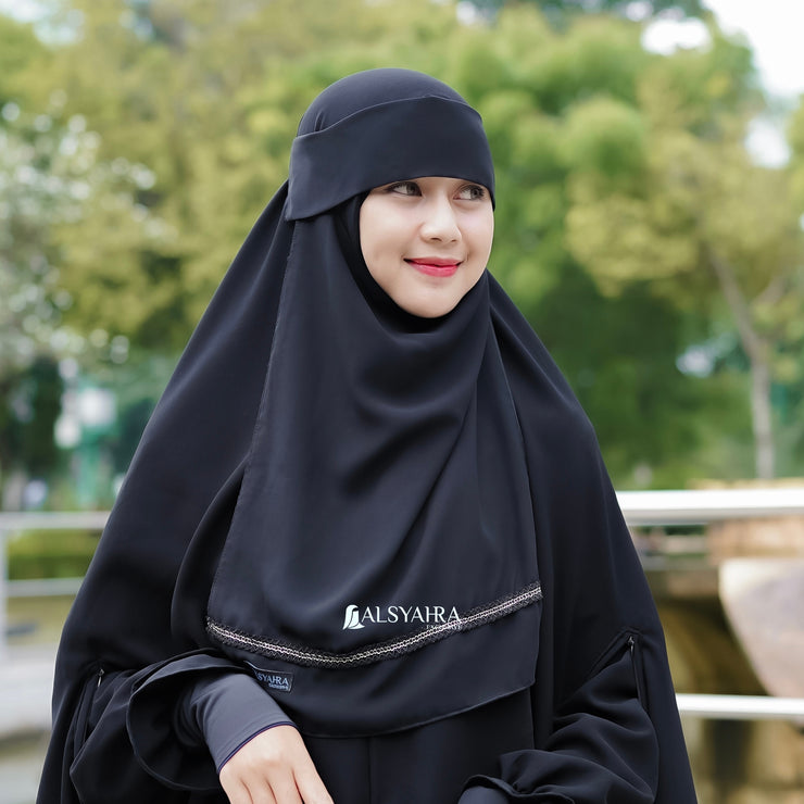 Niqab Bandana Pulldown Silsila Sifon Jetblack Alsyahra Exclusive