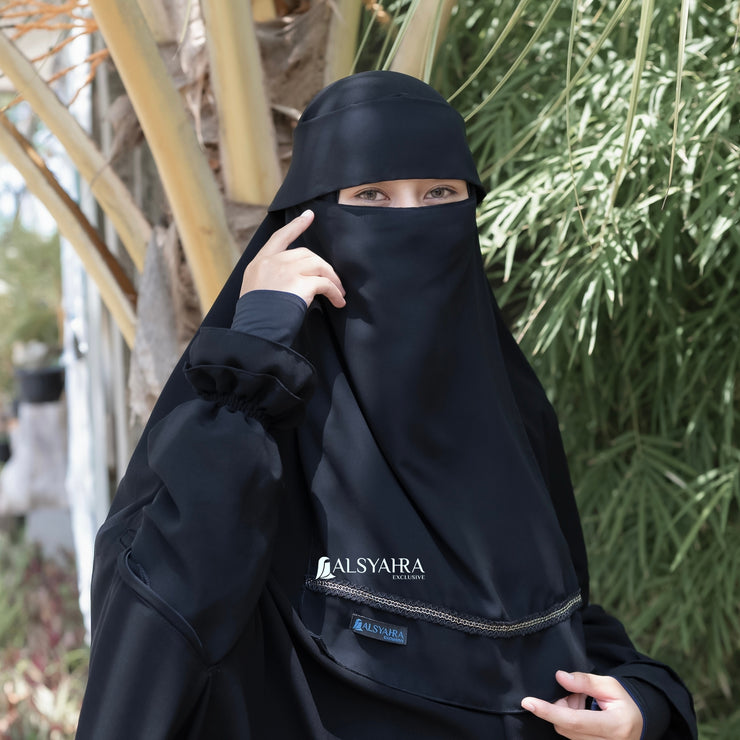 Niqab Bandana Pulldown Silsila Sifon Jetblack Alsyahra Exclusive