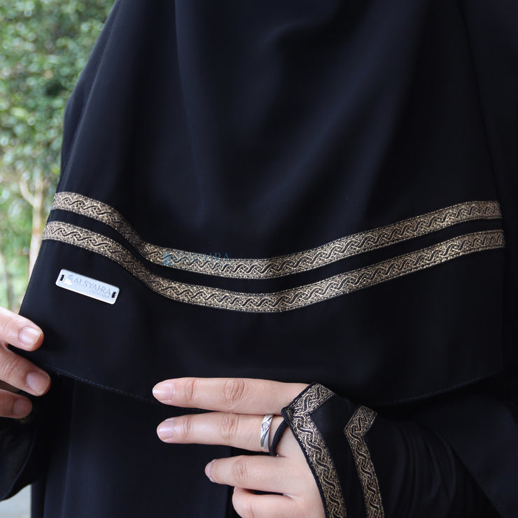 Niqab Butterfly Kiswah Stripe Sifon Silk Jetblack Alsyahra Exclusive