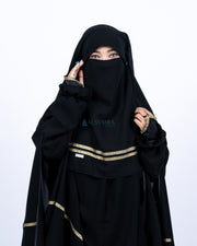 Alsyahra Exclusive Niqab Yaman Poni Kancing Raudhah Kiswah Stripe Sifon Jetblack