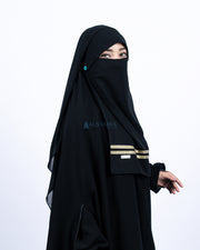 Alsyahra Exclusive Niqab Yaman Poni Kancing Raudhah Kiswah Stripe Sifon Jetblack