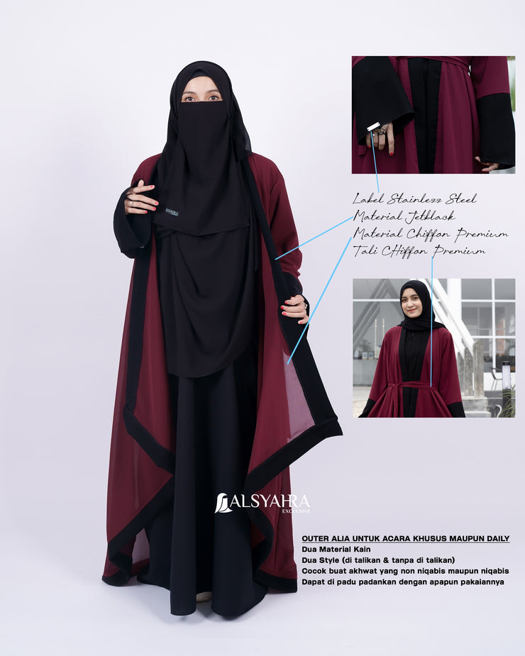 Long Outer Syari Cardigan Alia 2 Material Size L by Alsyahra Exclusive