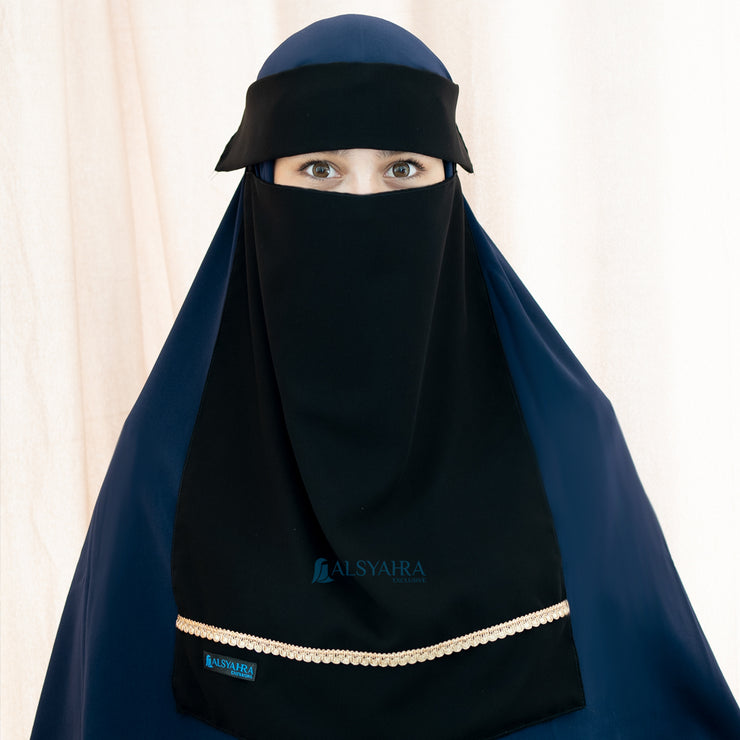 Niqab Poni Pulldown New Raaina Stripe Sifon Jetblack Alsyahra