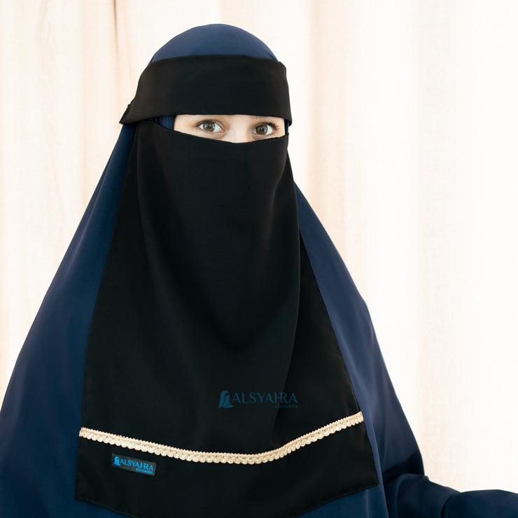 Niqab Poni Pulldown New Raaina Stripe Sifon Jetblack Alsyahra
