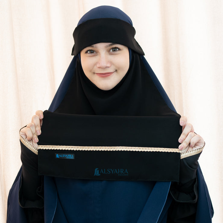 Niqab Poni Pulldown New Raaina Stripe Sifon Jetblack Alsyahra