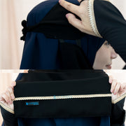 Niqab Poni Pulldown New Raaina Stripe Sifon Jetblack Alsyahra