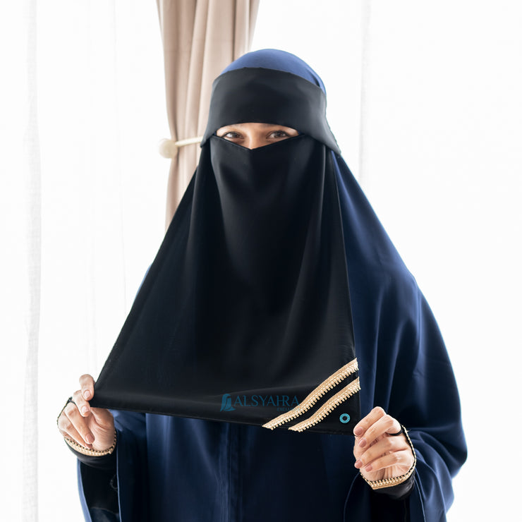 Niqab Poni Pulldown New Shajara Sifon Jetblack Alsyahra Exclusive