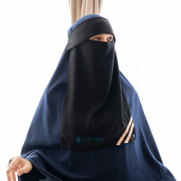 Niqab Poni Pulldown New Shajara Sifon Jetblack Alsyahra Exclusive