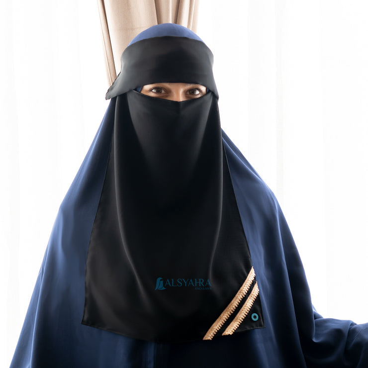 Niqab Poni Pulldown New Shajara Sifon Jetblack Alsyahra Exclusive