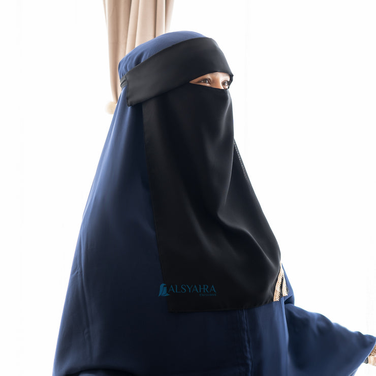 Niqab Poni Pulldown New Shajara Sifon Jetblack Alsyahra Exclusive