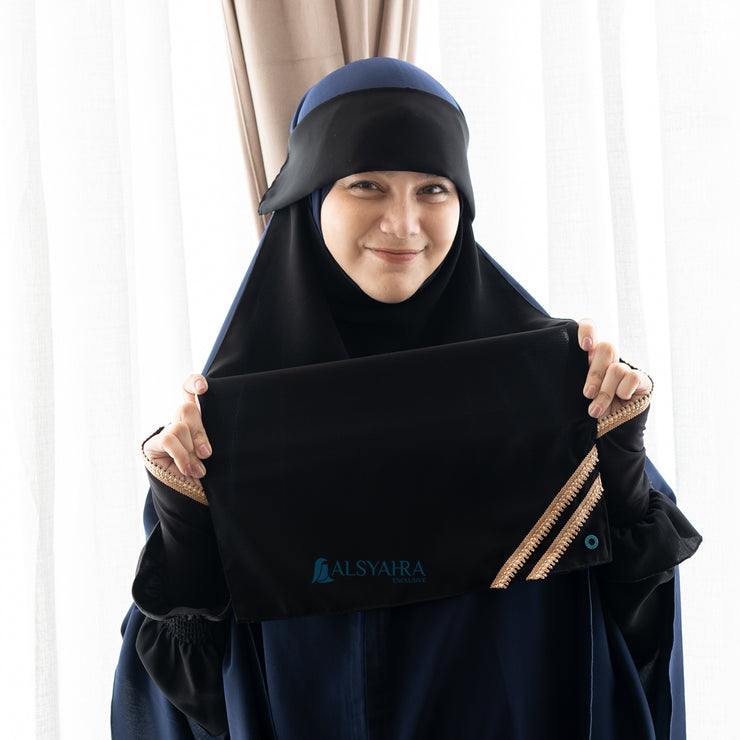 Niqab Poni Pulldown New Shajara Sifon Jetblack Alsyahra Exclusive