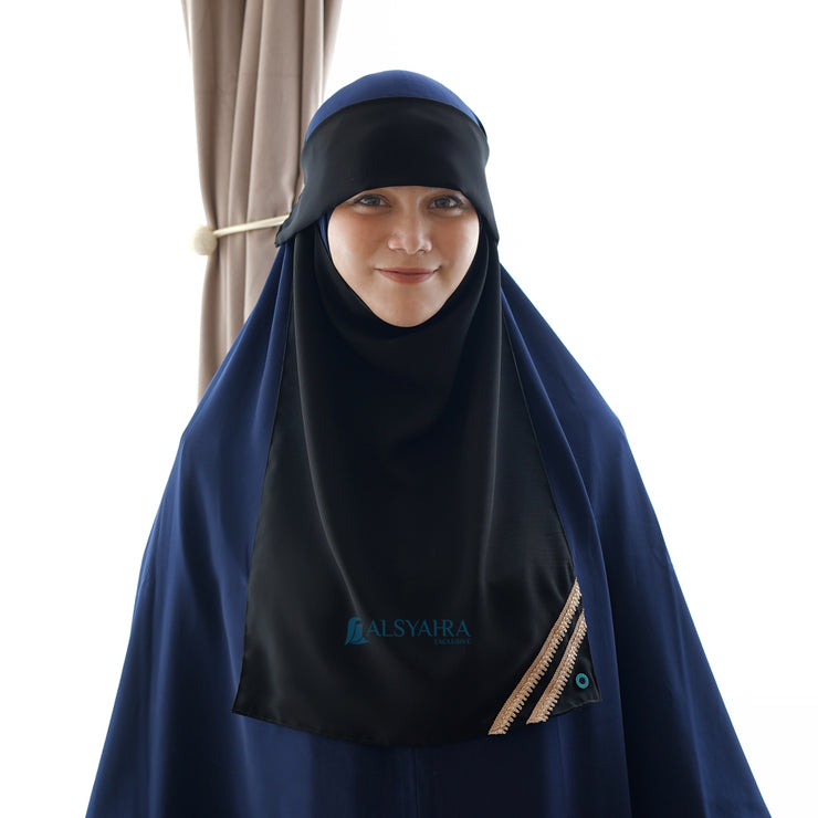 Niqab Poni Pulldown New Shajara Sifon Jetblack Alsyahra Exclusive