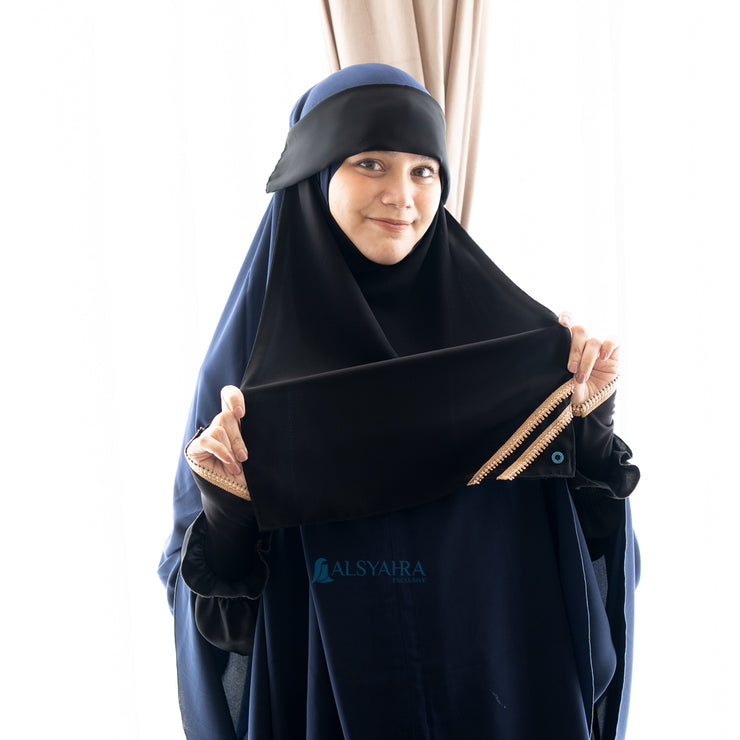 Niqab Poni Pulldown New Shajara Sifon Jetblack Alsyahra Exclusive