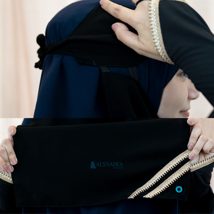 Niqab Poni Pulldown New Shajara Sifon Jetblack Alsyahra Exclusive