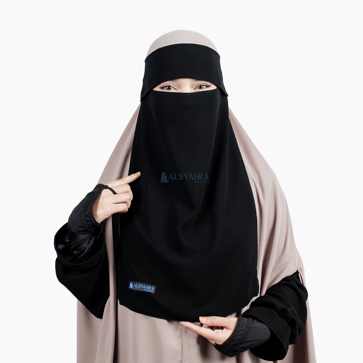 Niqab Poni Pulldown Sifon Silk Jetblack Alsyahra Exclusive