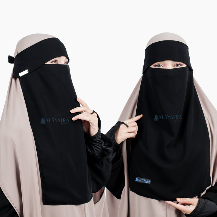 Niqab Poni Pulldown Sifon Silk Jetblack Alsyahra Exclusive