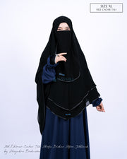 Alsyahra Exclusive Set Khimar Cadar Tali Shofa Bisban Sifon Jetblack 2 Layer XL