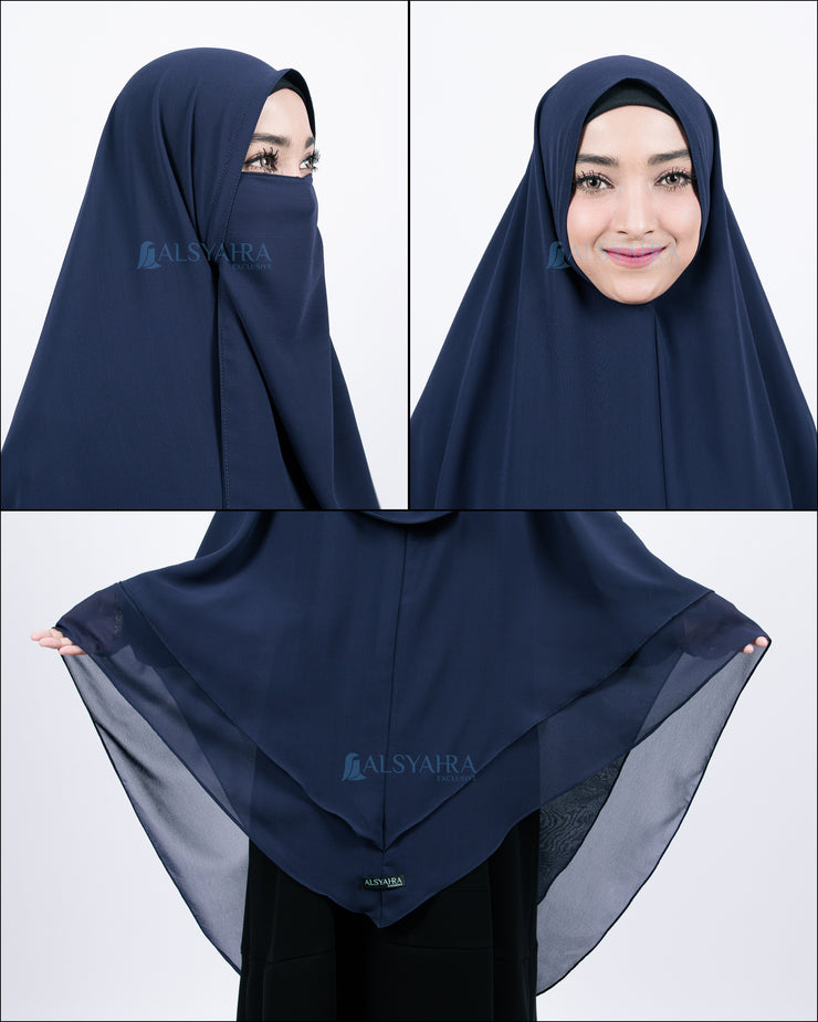 Alsyahra Exclusive Set Khimar Cadar Tali Shofa Sifon Premium 2 Layer XXL