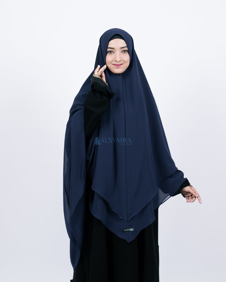 Alsyahra Exclusive Set Khimar Cadar Tali Shofa Sifon Premium 2 Layer XXL
